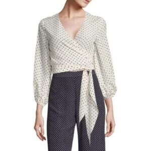 ALEXIS Nirav V-Neck Polka Dot Tie Wrap Crop Top Blouse Revolve FWRD M NWOT $298